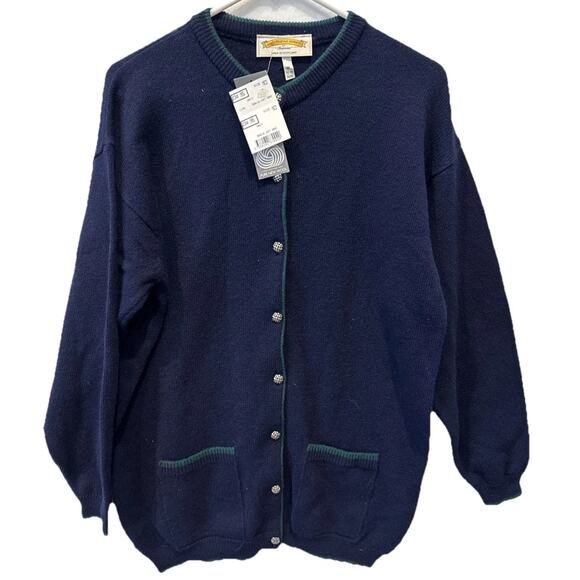 James Pringle Weavers of Inverness Navy Blue Lambswool Made In Scotland Cardigan - Picture 1 of 8